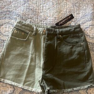 Papermoon Colorblock Green Women Shorts